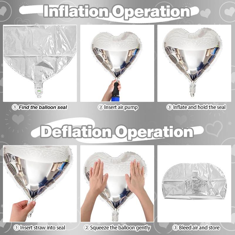 1/5Pcs Wedding & Party Foil Balloon, 18 Inch Heart Foil Balloon, Metallic Finish, Helium Compatible, Birthday Engagement Decor