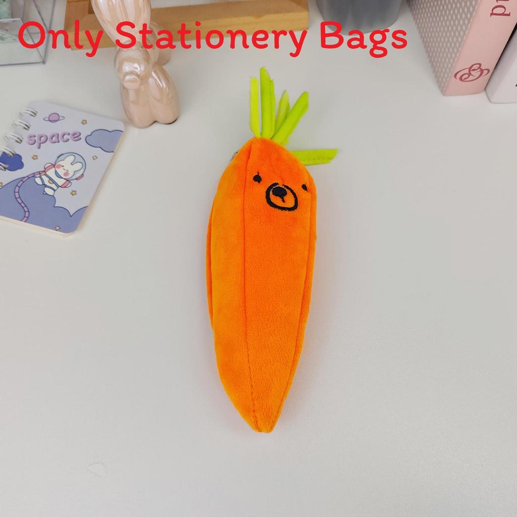 Creative Plush Carrot Pencil Case With Hanging Design For Kids And Teens