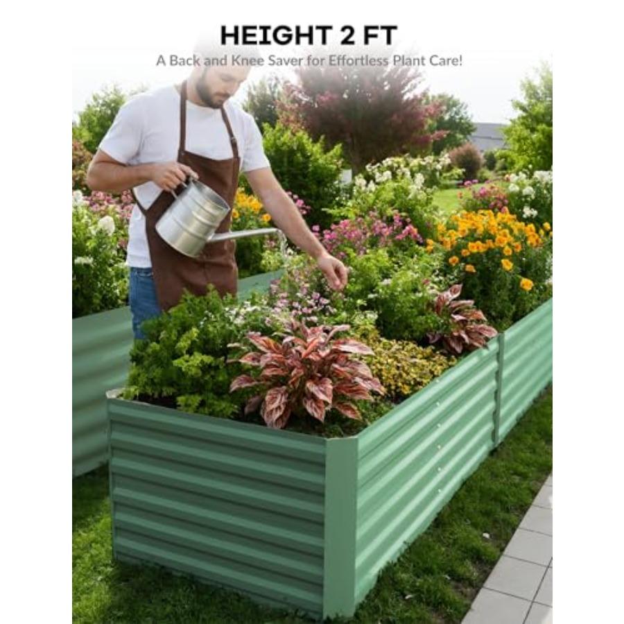 6x3x2 Ft Galvanized Raised Garden Bed 24 Tall Metal Planter Box for Flowers Vegetables Rust-Resistant Raised Garden Beds for Ga