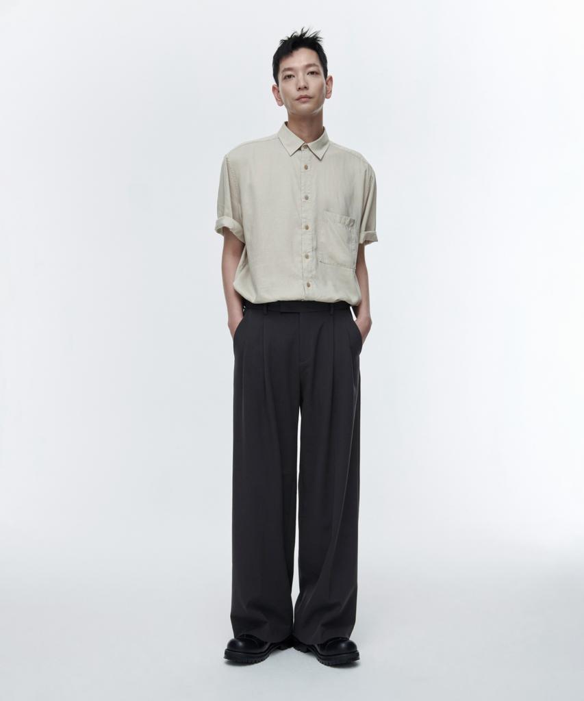 MUSINSA STANDARD Super Wide Hidden Banding Slacks [Dark Gray]