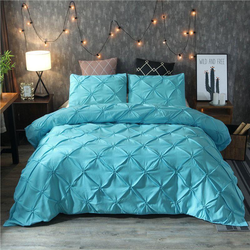 Chic And Durable Pinch Pleat Pintuck Duvet Cover Pillow Sham Set For All Seasons