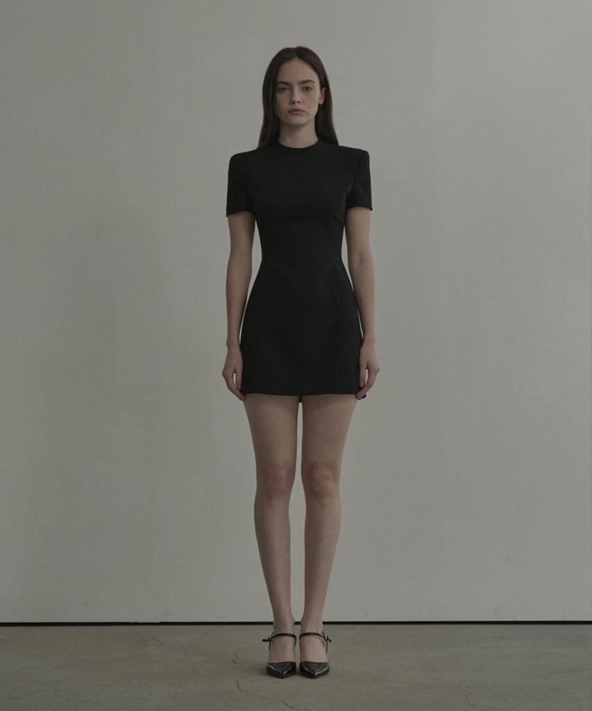 Mausolleum Half Neck Tailored Suit Dress - Black