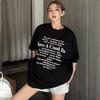 Magliette a maniche corte stampate con scritta Harajuku per donna estate puro cotone casual oversize T-shirt da donna nero bianco Y2k top