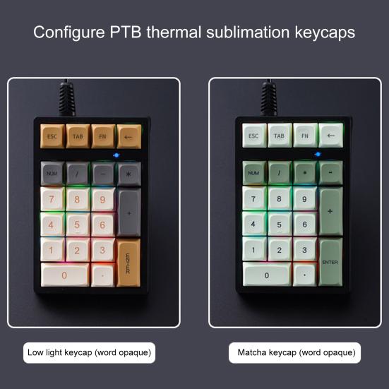 USB-kabelgebundene externe Zahlentastatur, mechanische Tastatur mit 21 Tasten und bunter Hintergrundbeleuchtung, Laptop-PC, Computer, Notebook-Zubehör, Industrie, Finanzen