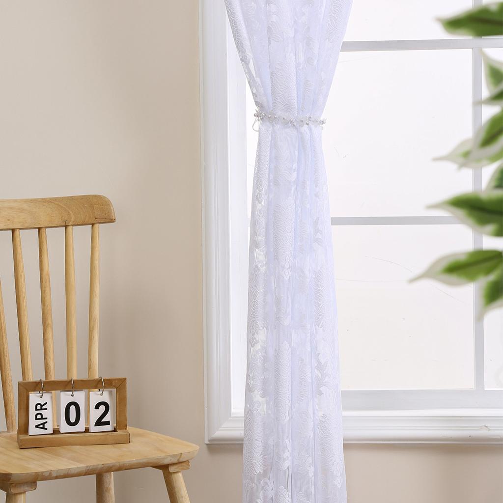 French Retro White European Flower Gauze Curtain Light Luxury Dream Lace Home Living Room Bedroom Balcony Partition Curtain Window Screen