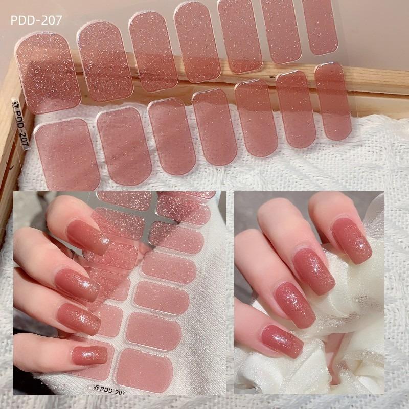 60 Styles DIY Semi Cured Gel Nail Stickers Long-Lasting Solid Color Fresh Flowers In Spring Nail Strips Patch Slider Full Cover Decal