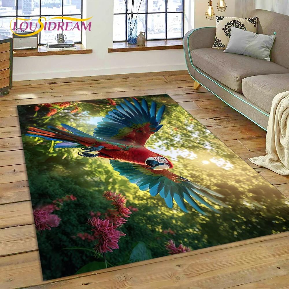 Bunter Papagei, Ara, Wellensittich, Vogel, Teppich, Teppich für Zuhause, Wohnzimmer, Schlafzimmer, Sofa, Fußmatte, Dekor, Kinderbereich, Teppich, rutschfeste Bodenmatte