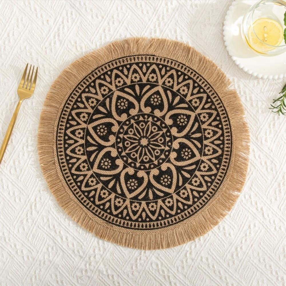 Heat Resistant Round Placemat 36/38cm Woven Vase Mats Vintage Cup Coaster Mat Dining Table