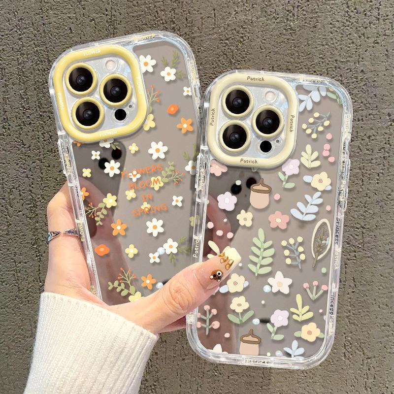 Flores Frescas São Aplicadas À Capa Para Celular Apple 15 IPhone 14promax Espelho 13 Transparente Xs Anti-queda 8p
