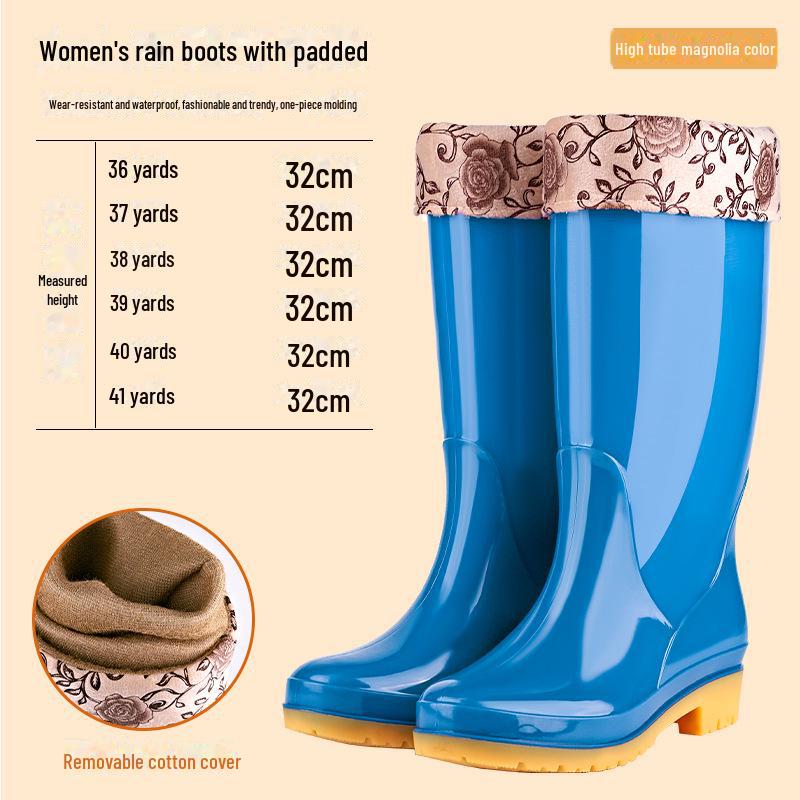 Women's Non-Slip High-Top Warm Rain Boots - Free Shipping