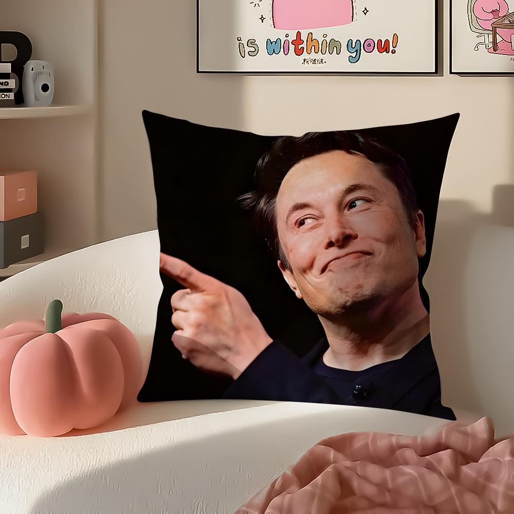 EElon MMusk Meme Cushion Cover Pillowcase Short Plush Invisible Zipper Room Sofa Cushion Cover