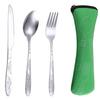 Set Reutilizabil de Tacâmuri de Călătorie cu Geantă Kit Portabil de Veselă pentru Camping Picnicuri Birou Ustensile Ușoare Lingură Furculiță Cuțit
