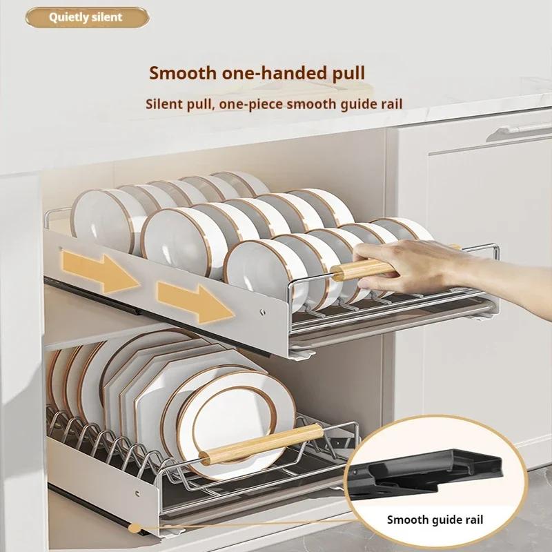 New Kitchen Storage Rack with Slide Rails Pull-out Kitchen Drawer Type Storage Tray Spice Box Storage Rack Cabinets Organizer