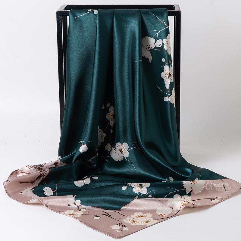 Chinese Style 90 * 90cm Large Square Scarf Simulated Silk Scarf Shawl Spring Autumn New Style Ribbon Cloak Turban Femme Sj114