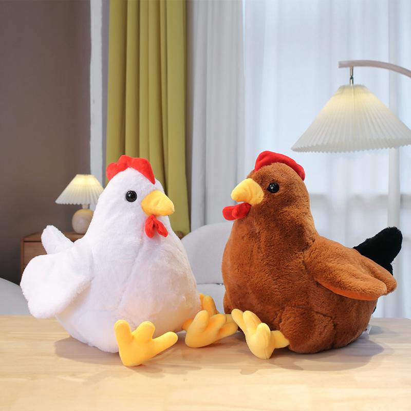 30-40cm Kawaii Hahn Hahnenpuppe Simulation Huhn Plüschtier Weiches Kuscheltier Geflügel Hühnerkissen Geburtstagsgeschenke für Kinder
