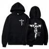 Sweat à capuche pour homme avec croix religieuse et texte inspirant imprimés Style pull Mode automne Sweat à capuche Sweat à capuche décontracté
