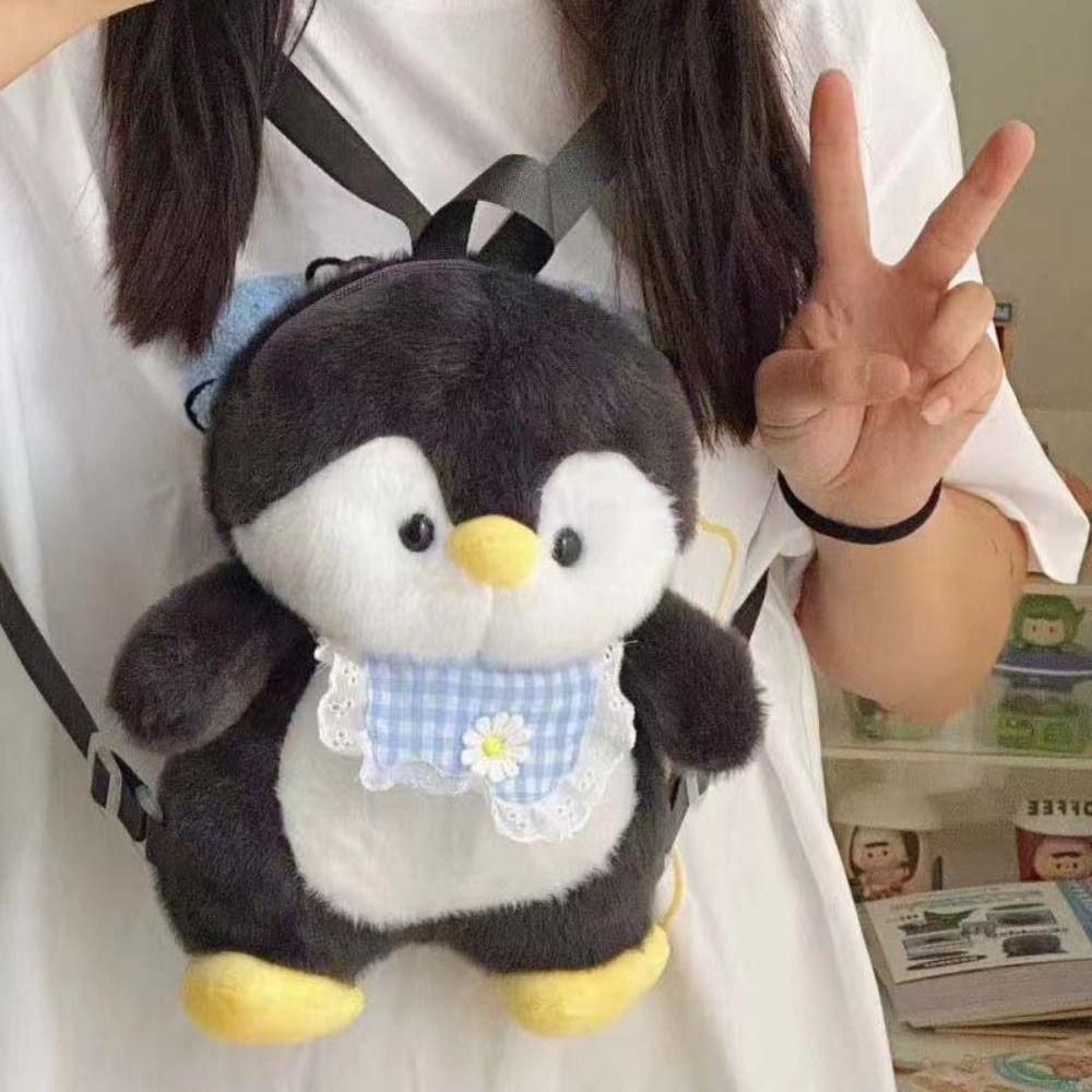 Doll Children School Bag Plush Animal Shoulder Bag Simple Apron Penguin Backpack Students