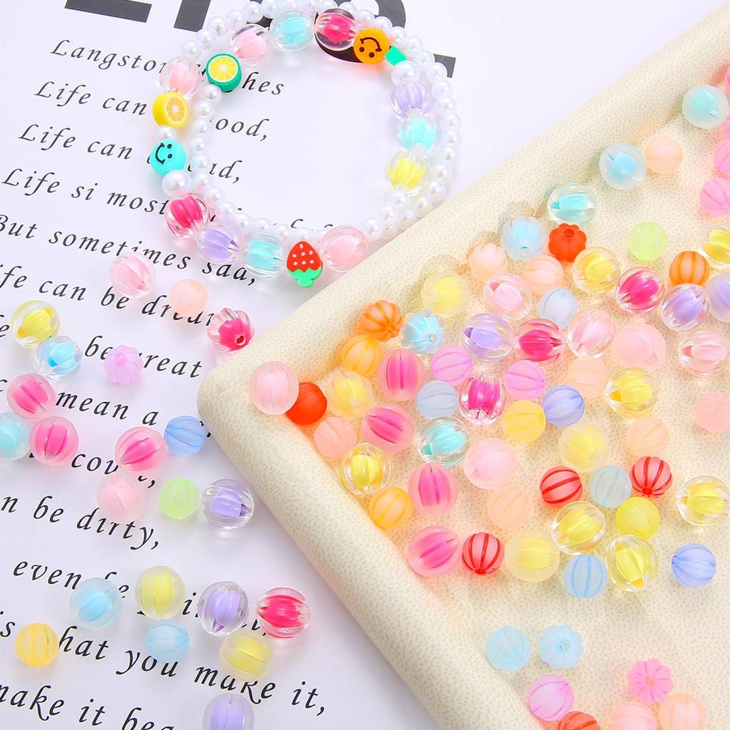30g 10/12mm Acrylic Frosted Beads Mix Colors Pumpkin Beads For Jewelry Making DIY Bracelet Earring Necklace