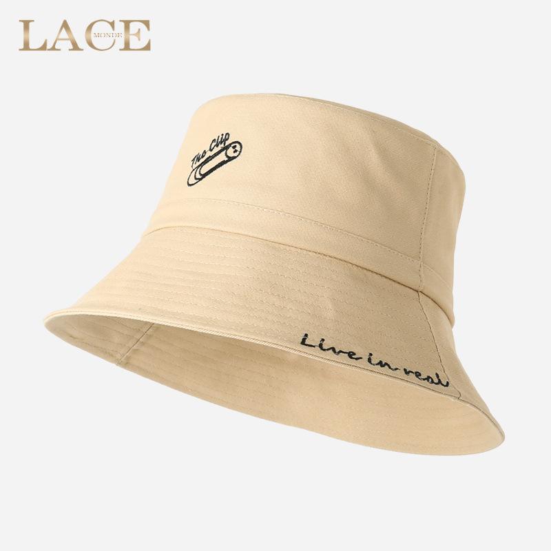 Summer Embroidery Letter Pattern Bucket Hat Fashion Girls Outdoor Sun Beach Fisherman Cap Classic Girly Casual Bob Panama Hat
