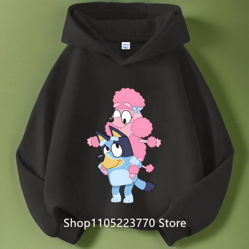 2026 Toddler Bluey Hoodie Rib Cuffs Winter Cartoon Anime Print Cozy Sweatshirt Boys Girls