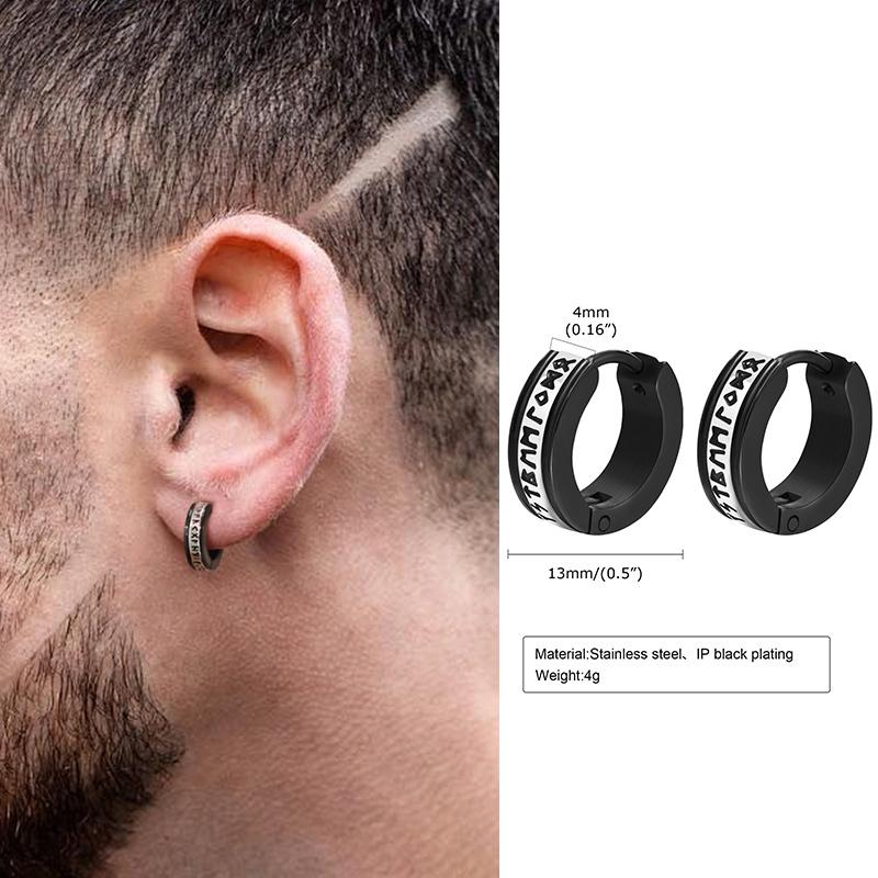 Nordic Viking Knot Hoop Earrings for Men Women, Stainless Steel Huggies, Ethnic Punk Rock Male Ear Jewelry