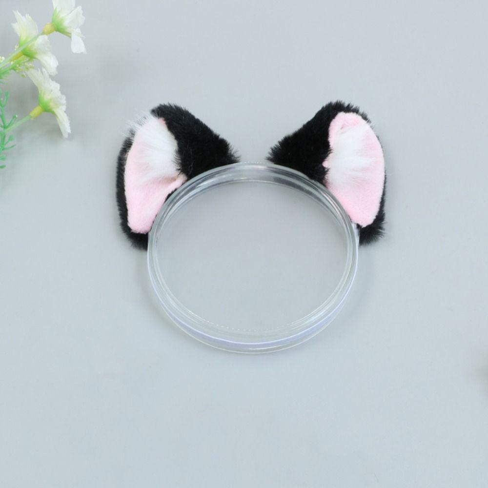 Headband 20cm Plush Doll Headwear Cat Ear Hair Decor Doll Cat Ears Tail Dress Up Simulation Cotton Doll Animal Ear