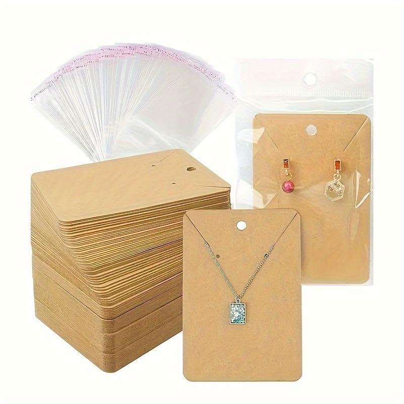 Earring Cards Necklace Display Cards with Bags, 50pcs Earring Display Cards 50pcs Self -Seal Bags Kraft Paper Tags for Diy Jewelry
