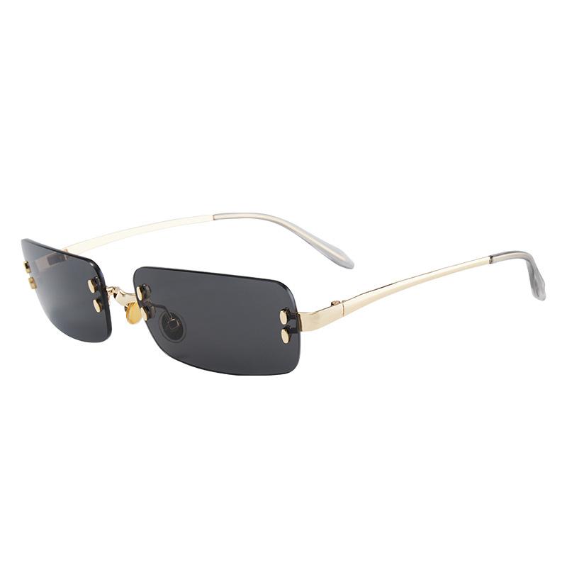 Retro Personalized Women'S Sunglasses Uv Protection Trend Rimless Glasses Fashion Versatile Sunglasses Men