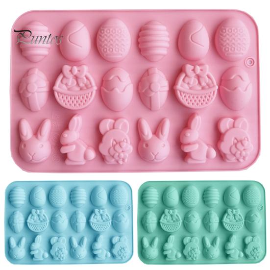 Moule à gâteau 18 cavités durable de qualité alimentaire de couleur unie pour œufs de Pâques, lapin, festival, fête, dessert, pour boulangerie