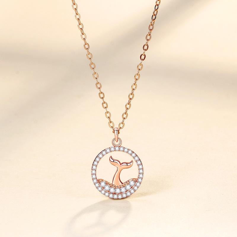 The Rest Of Your Life Has Your Mermaid Tail Necklace Female Niche Design Sense Diamond Ring Fish Tail Pendant Jewelry Quality