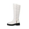 PU-Daunenstiefel Kältebeständige Winterschuhe Mittlere Absätze Größe 44 Super Size Schneestiefel Reißverschluss Runde Zehenpartie Halten Sie warm Overknee-Stiefel