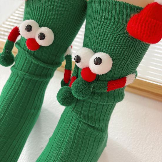 Christmas Cartoon Socks Men Women Stretchy Funny Socks Magnetic Suction 3D Doll Couple Socks for Winter Gift Christmas Parties