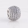 Fits Europe Bracelet 925 Sterling Silver Clear Pave Ball Charms Metal Beads for Jewelry Making