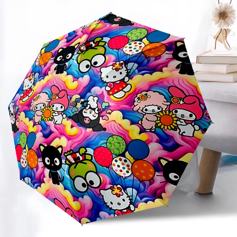 1PC Sanrio Characters Automatic Open/Close Umbrella, 8-Rib Sturdy Frame, Lightweight Portable Umbrella, Commute, Business - Ideal Gift for Friend, Vib