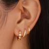 3 Paar Kupfer Zirkon Creolen für Damen Einfache Goldfarbe Knorpelpiercing Ohr Manschette Ohrringe Sets Mode Party Schmuck
