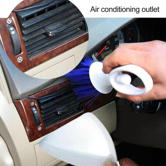 Car Vent Cleaning Brush with Dust Tray Soft Bristle Interior Detail Tool for Dashboard Air Conditioner Auto Detailing Brush