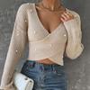 New Autumn Women's One-Shoulder Slim Fit Knit Sweater with Nail Beads