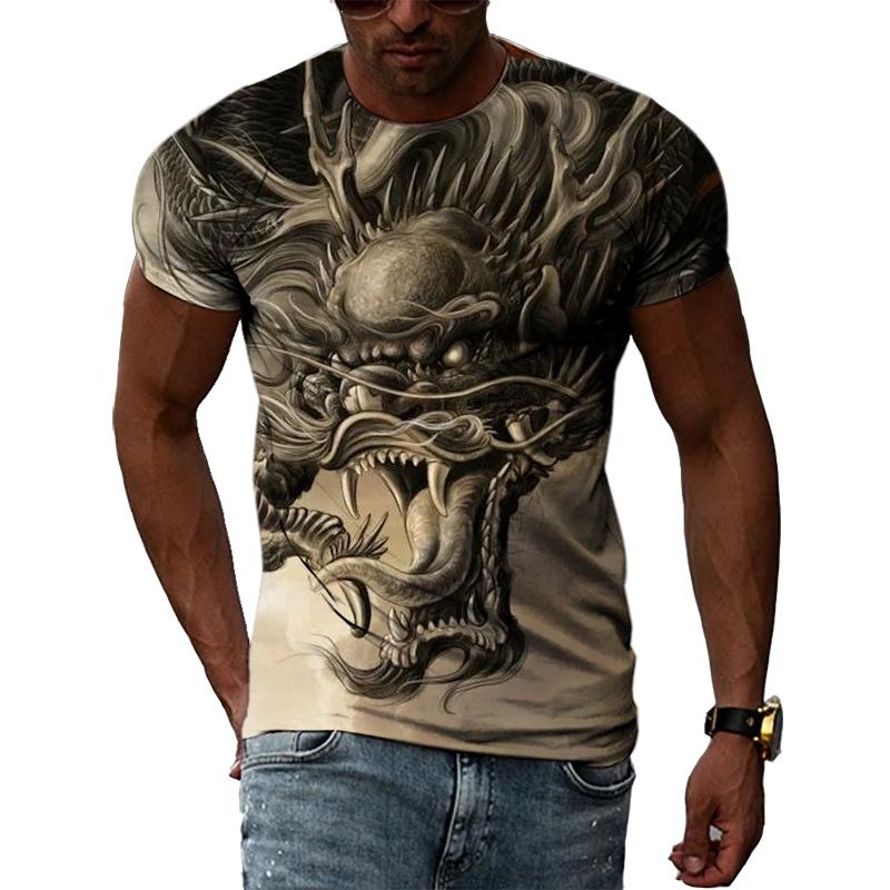 Letní móda Chinese Dragon Pánská trička 3D Trend Ležérní Osobnost Cool Styl Potisk Trička Hip Hop Topy do O s krátkým rukávem