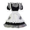 Maid Gothic Lolita Check Plus 2XL [FULINE] Costume, Cosplay, Cross-Dressing, Cute, Dress, Black, Size,