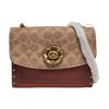 [Pre-Owned] Parker 18 Studded Camellia Chain Flap Shoulder Bag Coated Canvas And Calfskin Crossbody Bag Small - Very Good #W36N5N