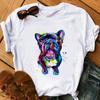 Fransk Bulldog T-shirt Dam T-shirt sommar Kortärmade T-shirts O-ringning Toppar Rolig söt