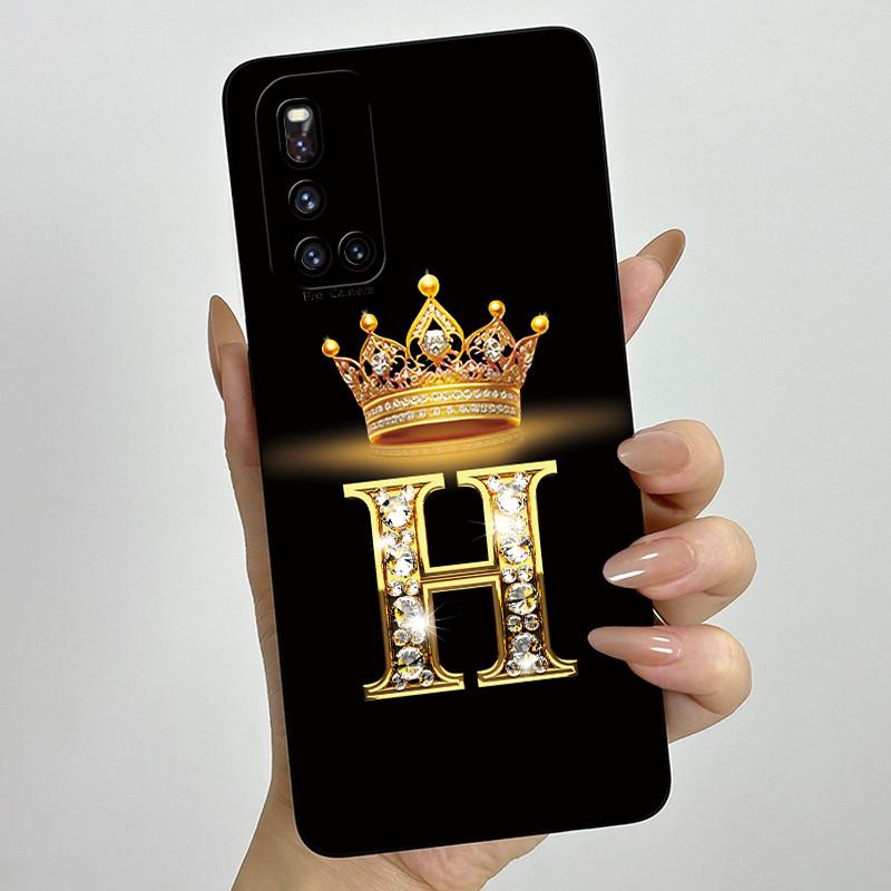 For Vivo V19 1933 Case Luxury Crown Letters Couple Liquid Silicone Soft Phone Cases For Vivo V 19 Camera Protection Back Cover