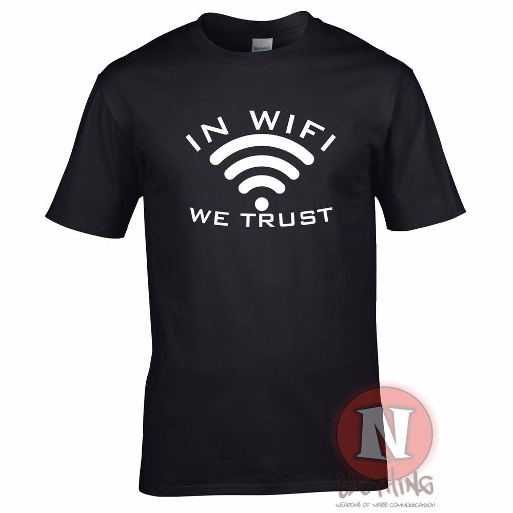 In Wifi We Trust Funny Geek Nerd Hipster TShirt Technology Mobile Phone Tee