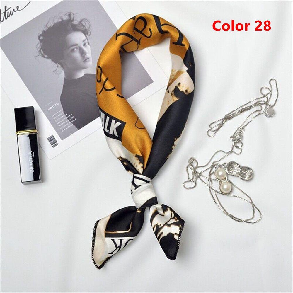 Fashion Women Elegant Square Scarf Hair Tie Band Head Neck Silk Feel Satin