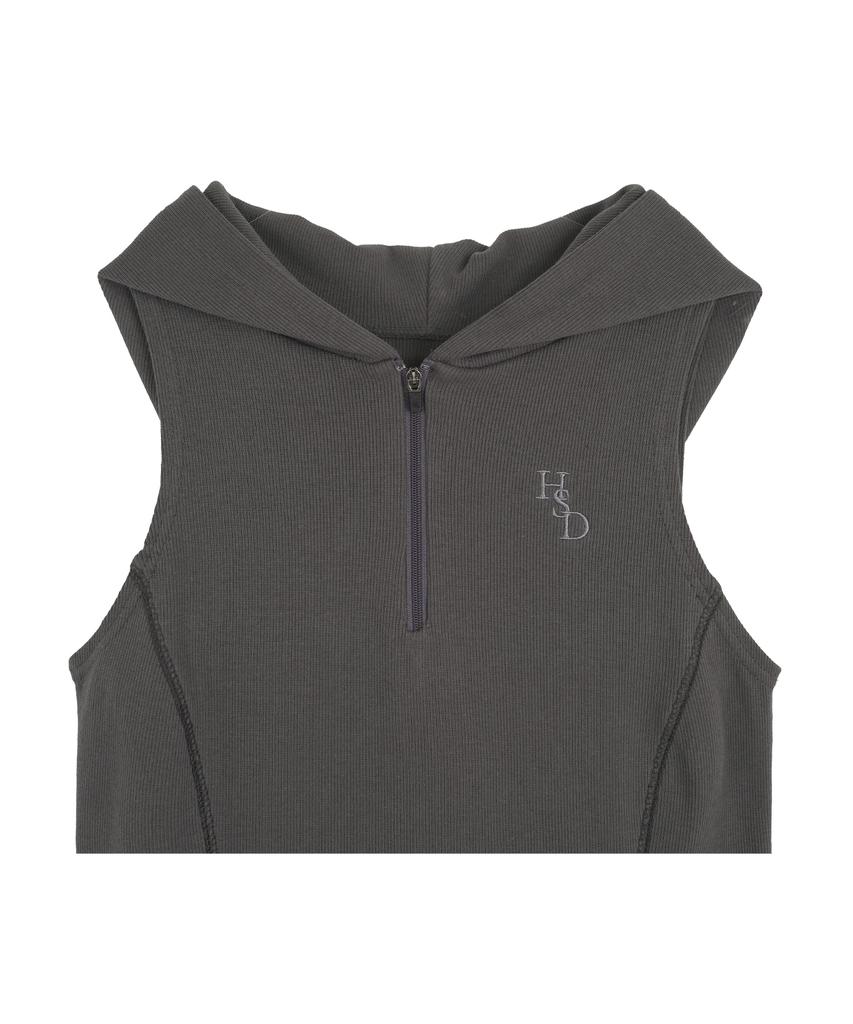 HIGH SCHOOL DISCO Half-Zip Hooded Long Dress Gray