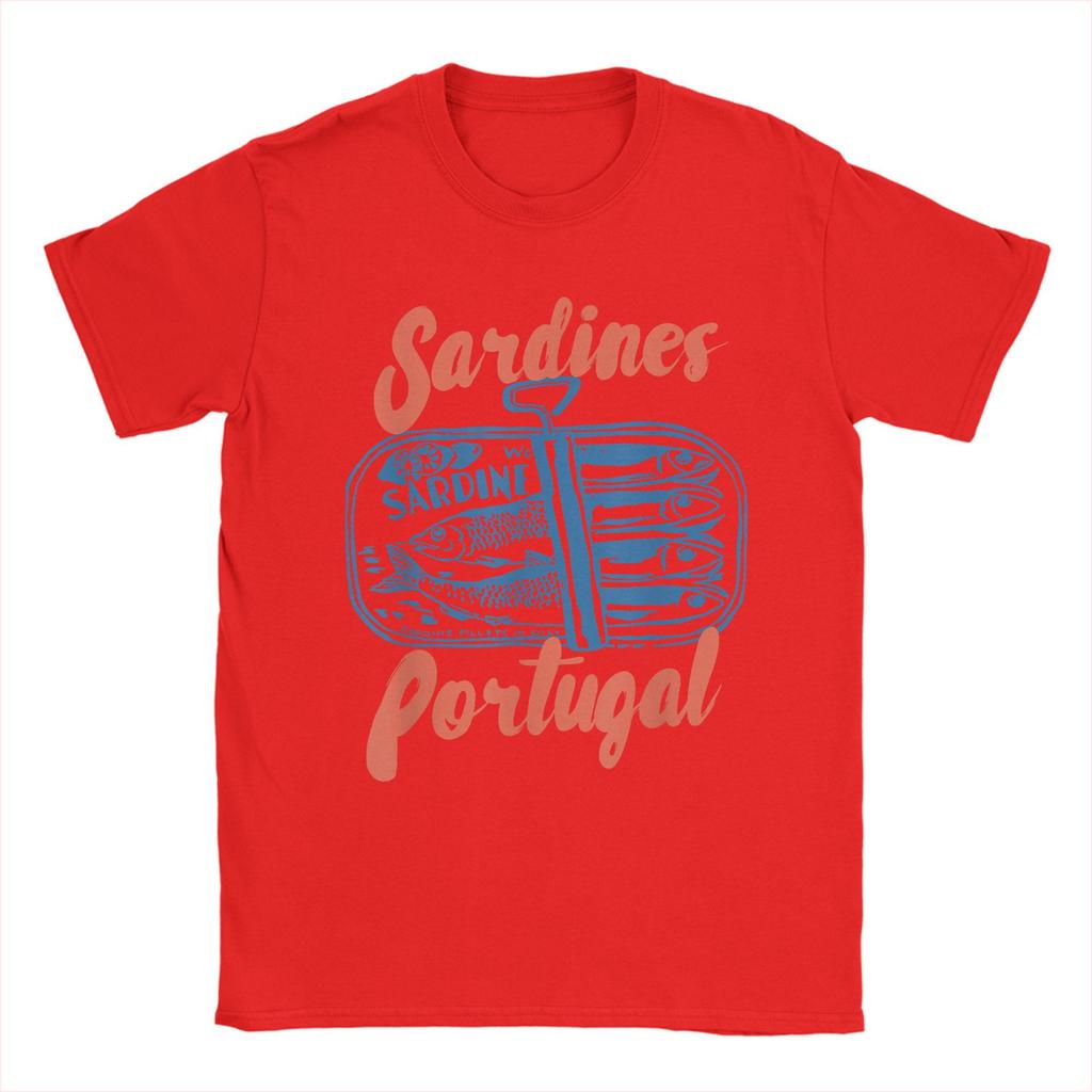 Les Sardines Tinned Fish Graphic T-Shirts for Men Fisherman Vintage Pure Cotton Tee Shirt Short Sleeve T Shirts 4XL 5XL Clothes