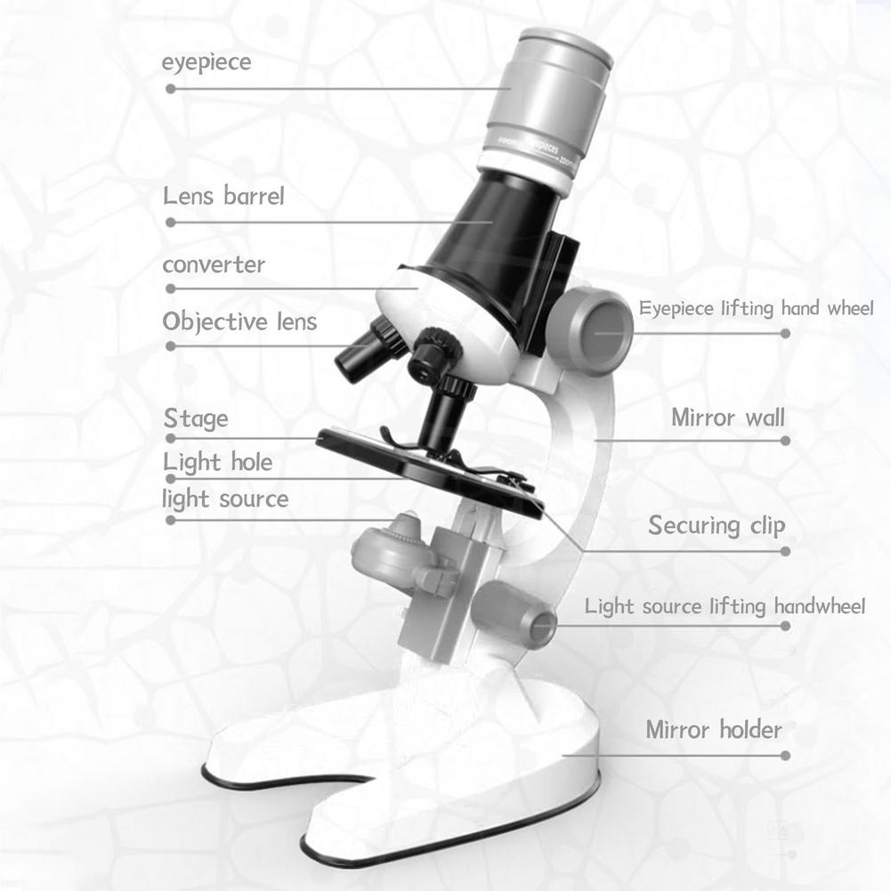 Microscope Kit Lab Led 100x 400x 1200x Home School Educational Toy Gift Refined Biological Microscope For Kids Child Gifts Toys
