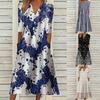Women's Fashion Summer Spring 3/4 Sleeve V-Neck Casual Dresses