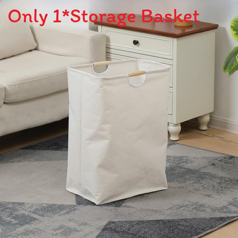 Cotton Linen Collapsible Laundry Basket With Wooden Handles For Home Organization And Storage