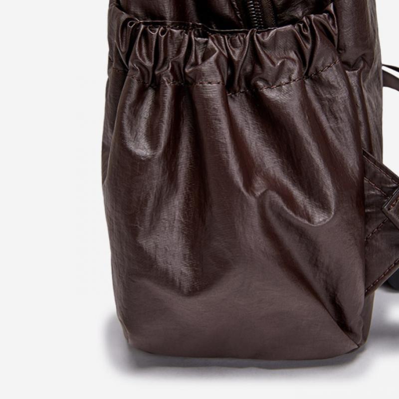 By ESquire Women S Leni gloSSy Shirring Backpack Brown